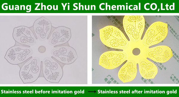 Stainless steel chemical imitation gold agent (imitation gold passivation) �� chemical imitation gold process �� Surface imitation gold treatment �� liquid of imitation gold �� Stainless steel chemical imitation gold liquid