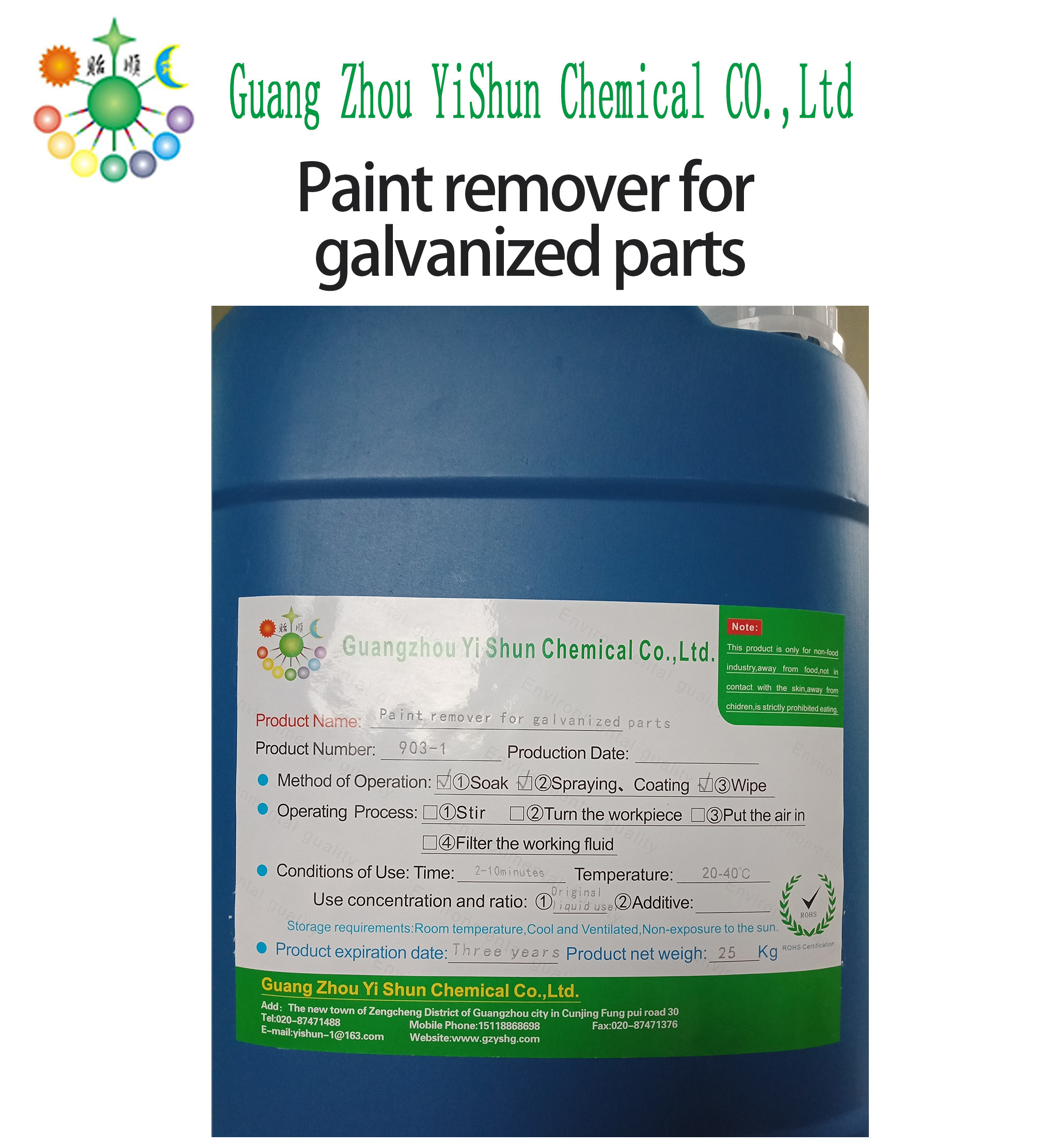 Paint remover for glanvanized partsZinc paint remover, environmental protection zinc paint remover, solubility paint remover